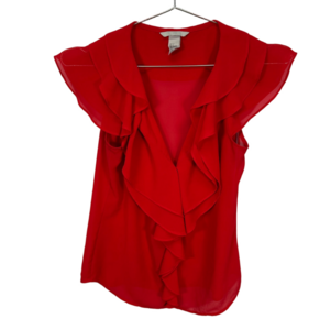 H&M Ruffle Red Sleeveless Blouse 6‎